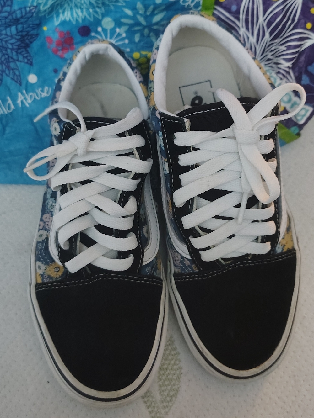Vans Black Floral Canvas Lace-Up Sneakers